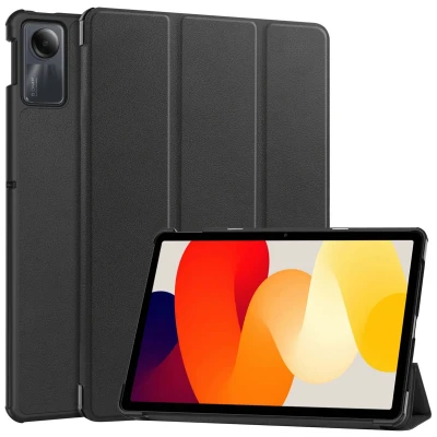 Afbeelding van Xiaomi Redmi Pad SE Hoes: iMoshion Trifold Bookcase Zwart Kunstleder Tablet Hoezen