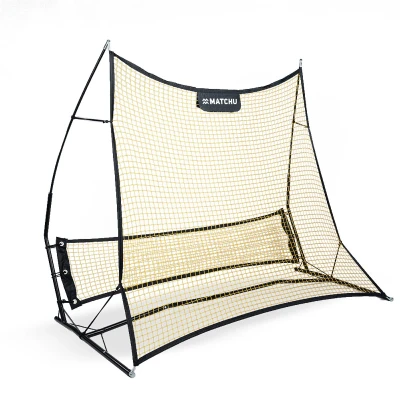 Afbeelding van MATCHU rebounder Voetbal 2 in 1 Rebound net 183x130 cm Tchouk Met draagtas en grondpinnen Zwart/geel Kickback