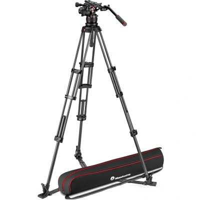 Afbeelding van Manfrotto Nitrotech 612 Video Head for DSLR, Mirrorless, Camera, Complete System with Carbon Fiber Twin Leg Tripod, Photography Accessories Content Creation, Professional