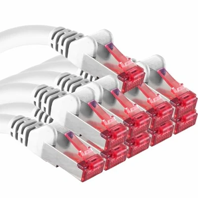 Afbeelding van Cat6, netwerkkabel 10x 1m CAT6 afscherming CAT.6 RJ45 patchkabel ethernetkabel DSL LAN router switch modem patchveld wit 10 stuks