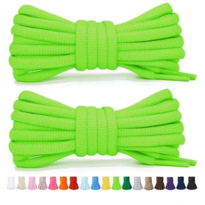 Afbeelding van Stepace 2 paar ronde schoenveters voor sportschoenen 60cm 200cm lengte 18 gekleurde Neon Groen 140