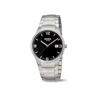 Afbeelding van Boccia 3656 02 Horloge titanium zilverkleurig zwart 38 mm