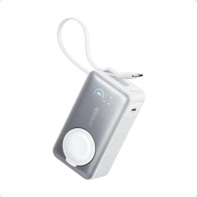 Afbeelding van Anker TBD B2C UN White Iteration 1 Nano Power Bank (30W, ingebouwde USB C kabel, gemaakt voor Apple Watch)