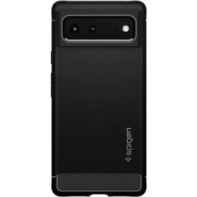 Afbeelding van Google Pixel 6 Hoesje Siliconen en TPU (zacht) Spigen Softcase/Backcover Zwart Telefoonhoesje Shockproof/Valbescherming
