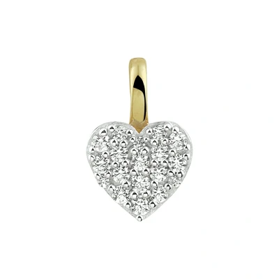 Afbeelding van Schitterende 14 Karaat Gouden Halsketting met Hanger HartBicolor Zirkonia 7.5 mm. x 11.5