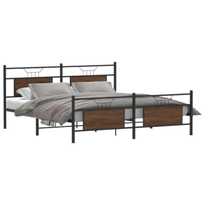 Afbeelding van vidaXL Bedframe zonder matras metaal bruin eikenkleur 183x213 cm