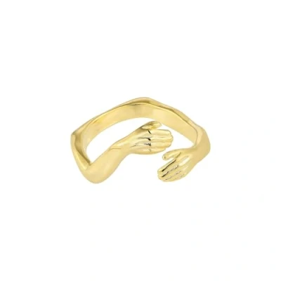 Afbeelding van gouden omarmende ring, open vergulde hug verstelbare omarmingsring 925 sterling zilver, cadeau voor haar, edelmetaal