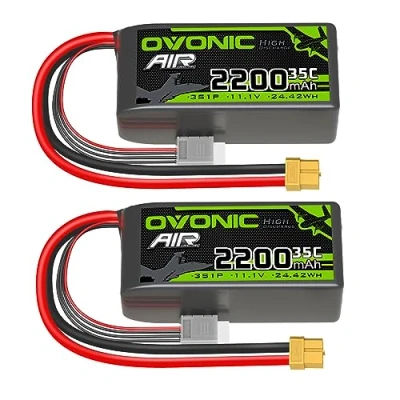 Afbeelding van OVONIC 3S Lipo batterij 35C 2200mAh 11,1V kort pakket met XT60 aansluiting voor vliegtuighelikopter 1:14 RC auto vliegtuig (2 verpakkingen)