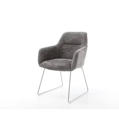 Afbeelding van Armleunstoel Pejo Flex slipframe roestvrij staal bouclé grijs