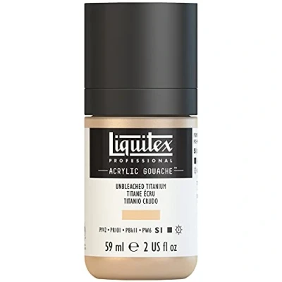 Afbeelding van Liquitex 2059434 Professional Acrylic Gouache, acrylverf met gouache eigenschappen, lichtecht, watervast 59ml Fles, Unbleached Titanium