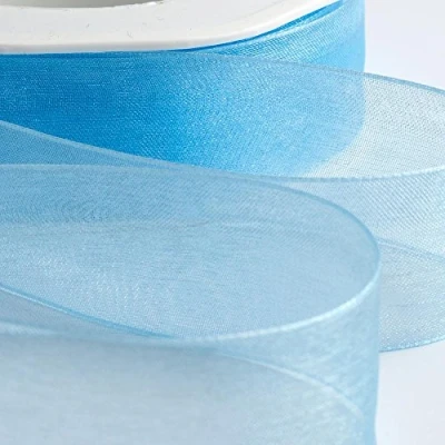 Afbeelding van Italian Options Organza chiffon lint, 25mm x 20 meter rol, blauw