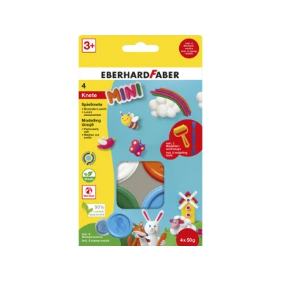 Afbeelding van Kinderklei Eberhard Faber basic set 4bekers bekers á 50gr. Wit, oranj