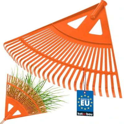 Afbeelding van KOTARBAU® Robuuste hark, 475 mm, bladhark, bladveger, tuingereedschap, oranje bladbreker van kunststof, zonder steel