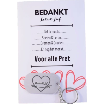 Afbeelding van Akyol Bedankt Juf sleutelhanger cadeau Bedankje Afscheidscadeau