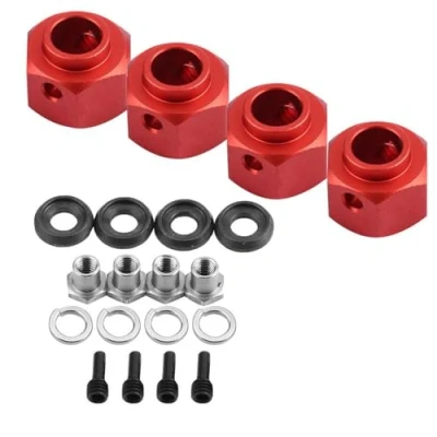Afbeelding van DEWIN wiel verbreden adapter, RC auto 9 mm adapter set compatibel met TRAXXAS TRX4 RC4WDS D90 SCX10 1/10 afstandsbediening (rood)