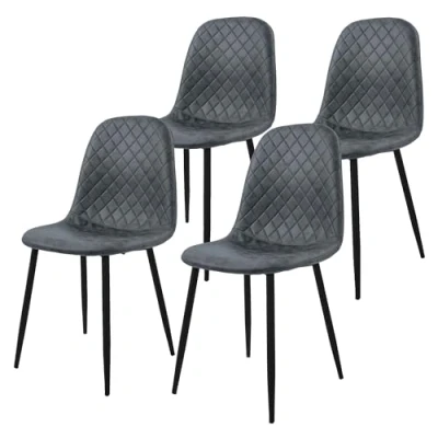Afbeelding van Eetkamerstoel set van 4 antraciet kunstlederen bekleding met metalen poten incl. montagemateriaal ML Design