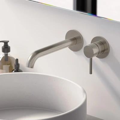 Afbeelding van Hotbath Buddy inbouw wastafelkraan 18cm geborsteld nikkel