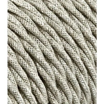 Afbeelding van Textielkabel voor lamp, stofkabel 2 aderig (2x0,75 mm2) canvas beige. Made in Italy 5 Meter