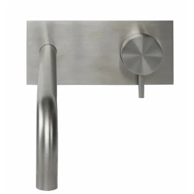 Afbeelding van Waterevolution Flow inbouw wastafelkraan met afdekplaat volledig RVS uitloop 21cm T1161BIE 21