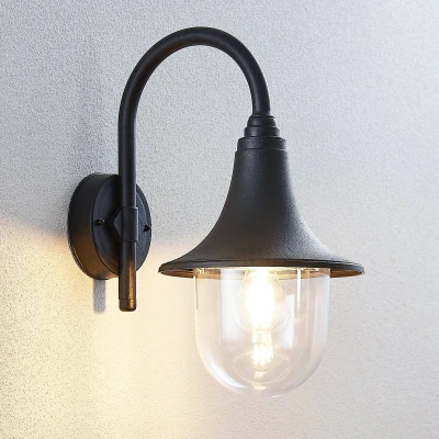Afbeelding van Lindby Wandlamp buiten &#039;Nalevi&#039; (modern) in Zwart uit kunststof tuin, muurlamp