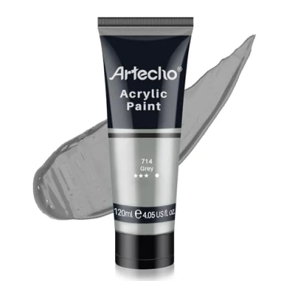 Afbeelding van Artecho acrylverf voor kunst, grijs, 120 ml, hout, stof, handwerk, canvas, leer en steen, om te schilderen, geschikt beginners professionele schilders