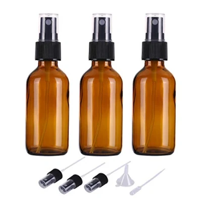 Afbeelding van 60 ml lege amberkleurige glazen spuitflessen voor etherische oliën, kleine navulbare op reis, fijne nevelflessen, zelfgemaakte reinigingsmiddelen en aromatherapie met