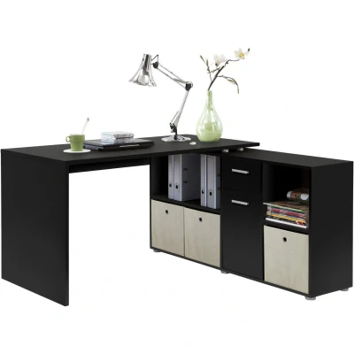 Afbeelding van FMD Bureau 136 cm Zwart