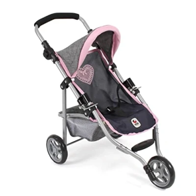 Afbeelding van Bayer Chic 2000 Poppenbuggy Lola, joggingbuggy, poppenjogger, poppenwagen, gemêleerd grijs, marineblauw, 612 26
