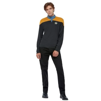 Afbeelding van Smiffy&#039;s Star Trek Kostuum Voyager Ops Harry Man Geel, Zwart Small Carnavalskleding Verkleedkleding