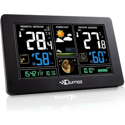Afbeelding van Qumax weerstation binnen en buiten Draadloos met Buitensensor tot 60 meter bereik Waterdicht