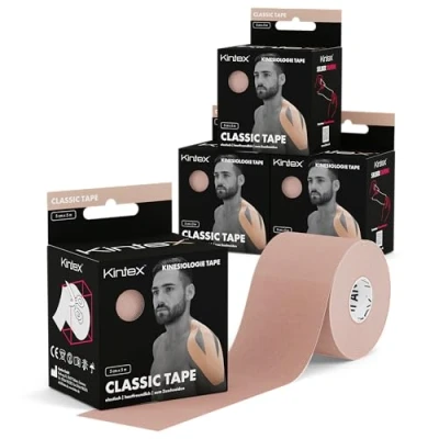 Afbeelding van Kintex kinesiologie Tape Classic, 4 rollen 5 cm x m, huidvriendelijke en waterdichte tape, fysiotape, voor sport fysiotherapie
