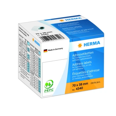 Afbeelding van Etiket HERMA adres 4340 70x38mm op rol wit 250stuks