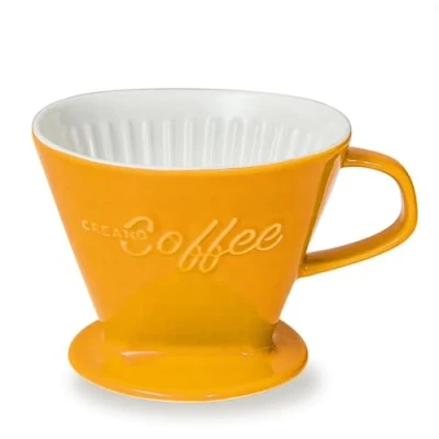 Afbeelding van Creano porseleinen koffiefilter, filtermaat 4 (saffraangeel) Verkrijgbaar in 6 kleuren