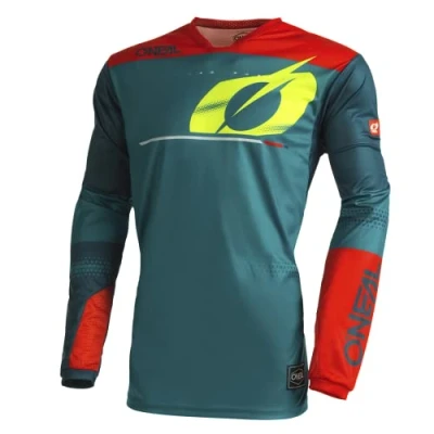 Afbeelding van O&#039;NEAL Motocross Shirt Met Lange Mouwen MX MTB Mountainbike Lichtgewicht Materiaal, Laser Gesneden Ventilatie Gaten, Ergonomische Pasvorm Hardwear Haze Jersey V.22 Volwassenen Blauw Rood M