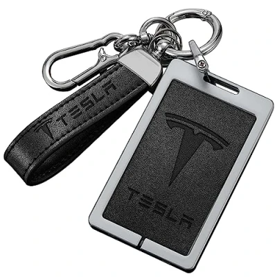 Afbeelding van Aicharynic Sleutelkaarthouder voor Tesla model 3, Y, siliconen sleutelhanger, kaarthouder, sleutel, accessoires, Zilveren frame, /