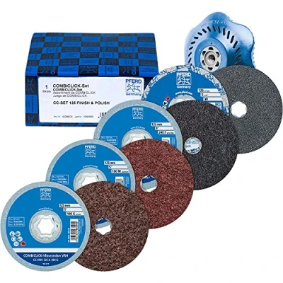 Afbeelding van PFERD 42098003 Combi vliesrondenset Ø 125 mm VRH A100C, 180M, 240F en PNER W F met CC H GT steunschijf voor finish Diameter
