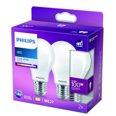 Afbeelding van Philips ampoule LED Equivalent 100W E27 Blanc froid non dimmable, verre, lot de 2