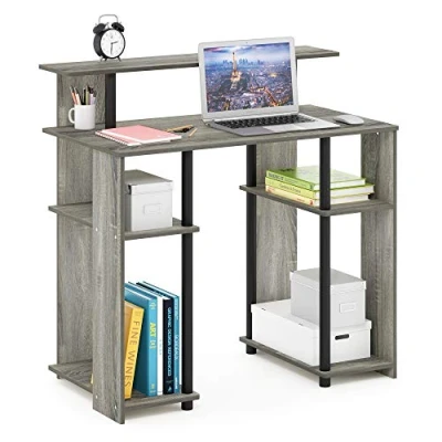 Afbeelding van Furinno JAYA Simple Design Computer schrijfDesk French Oak Grey/Black