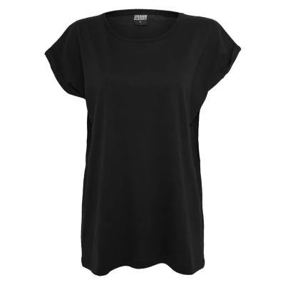 Afbeelding van Urban Classics Extended Shoulder Tshirt basic, Dames, Maat: XS, Black