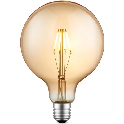 Afbeelding van Home Sweet Edison Vintage E27 LED filament lichtbron Carbon Amber 12.5/12.5/17cm G125 Global Retro lamp Dimbaar 4W 400lm 2700K warm wit licht geschikt voor fitting