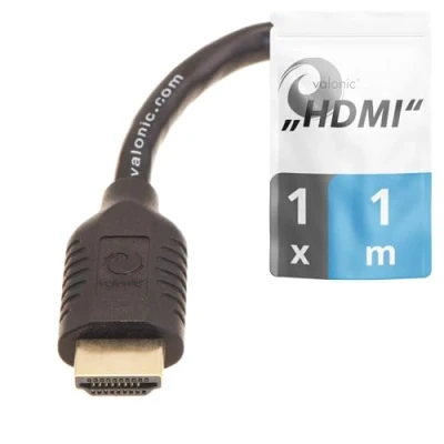 Afbeelding van valonic hdmi kabel, 1m 4k, ARC, UHD, Full HD, Ethernet zwart, 100cm, tv monitorkabel kabel voor pc of Switch