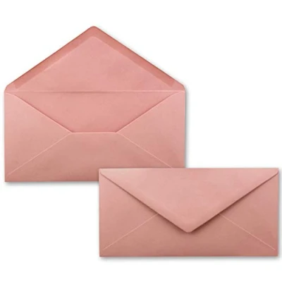 Afbeelding van FarbenFroh enveloppen, 50 oudroze (roze) DIN lang, 110 x 220 mm (11 22 cm), natte plakrand zonder venster, ideaal voor uitnodigingskaarten