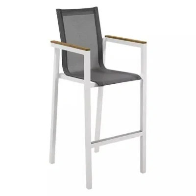 Afbeelding van Stefano Barstoel Teak Wit Trestino