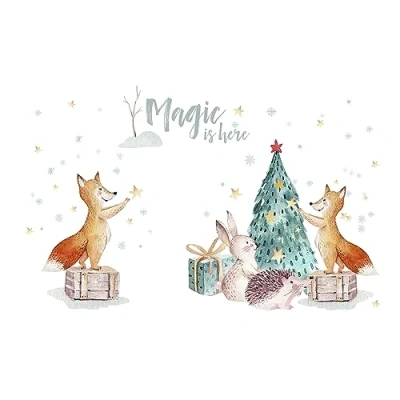 Afbeelding van 20 servetten Kerstmis Leuke dieren versieren boom als tafeldecoratie. Papieren met motief. Ook voor decoupage en servettentechniek 33x33cm