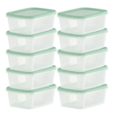 Afbeelding van Checkmart [10 pakjes klikbare luchtdichte containers met deksels 500 ml (0,5 liter) voedselopslagcontainers, maaltijdbereidingscontainers Lekbestendige magnetron en vriezer