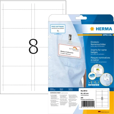Afbeelding van Herma Naam insteekbadges, A4, 90 x 60 mm, wit, van karton, niet kleven