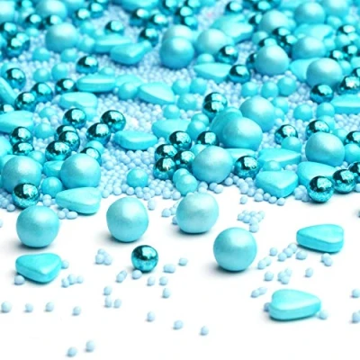 Afbeelding van StREUSEL GLÜCK Sprinkles Strooisel Suikerstrooisel, prins, blauw, lichtblauw, 90 g, perfect als taartdecoratie en koekjesdecoratie voor Kerstmis, kinderverjaardag, babyshower, cupcakes, muffins jongens