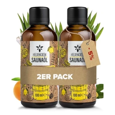 Afbeelding van Heldengrün biologische sauna infusie citrusbetovering, echte oliën, olie met mandarijn, citroen en citroengras, infusiemiddel etherische olie, 2 x 100 ml