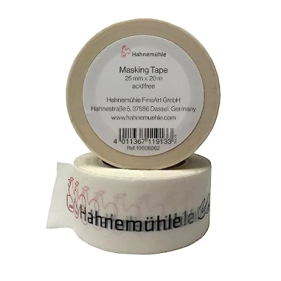 Afbeelding van Hahnemühle Masking tape, waterdichte washi geschikt voor aquarel, 20 meter lang (wit, 25 mm)