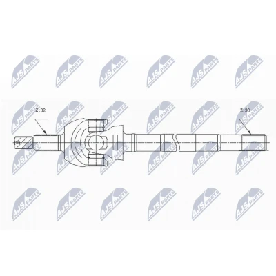 Afbeelding van NTY NPW CH 124 Aandrijfas Vooras links JEEP: Wrangler III SUV (JK) 3.8 RWD, 3.8, 2.8 CRD, 3.6 V6 2007 2011